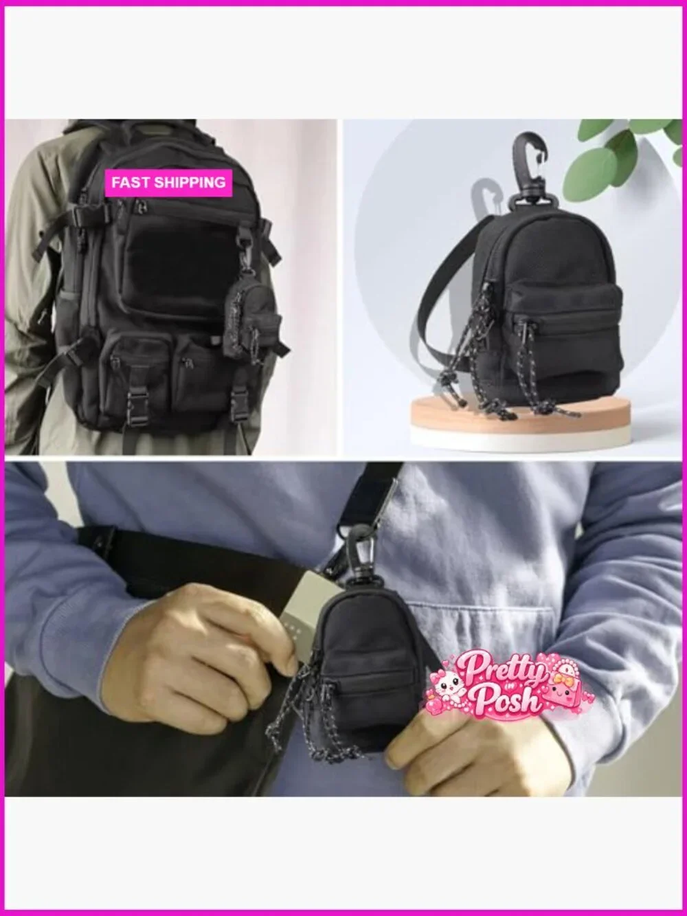 Nylon Coin Purse Keychain Wallet with Zipper, Mini Tactical Pouch